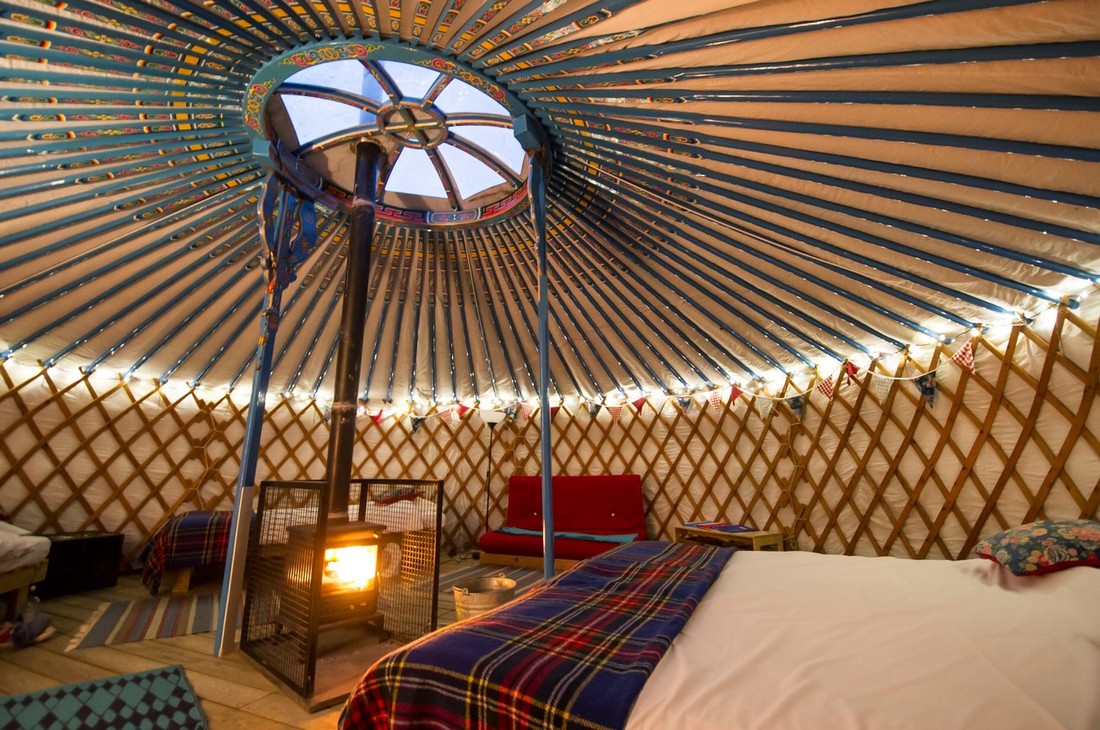 Woodburner inside a yurt